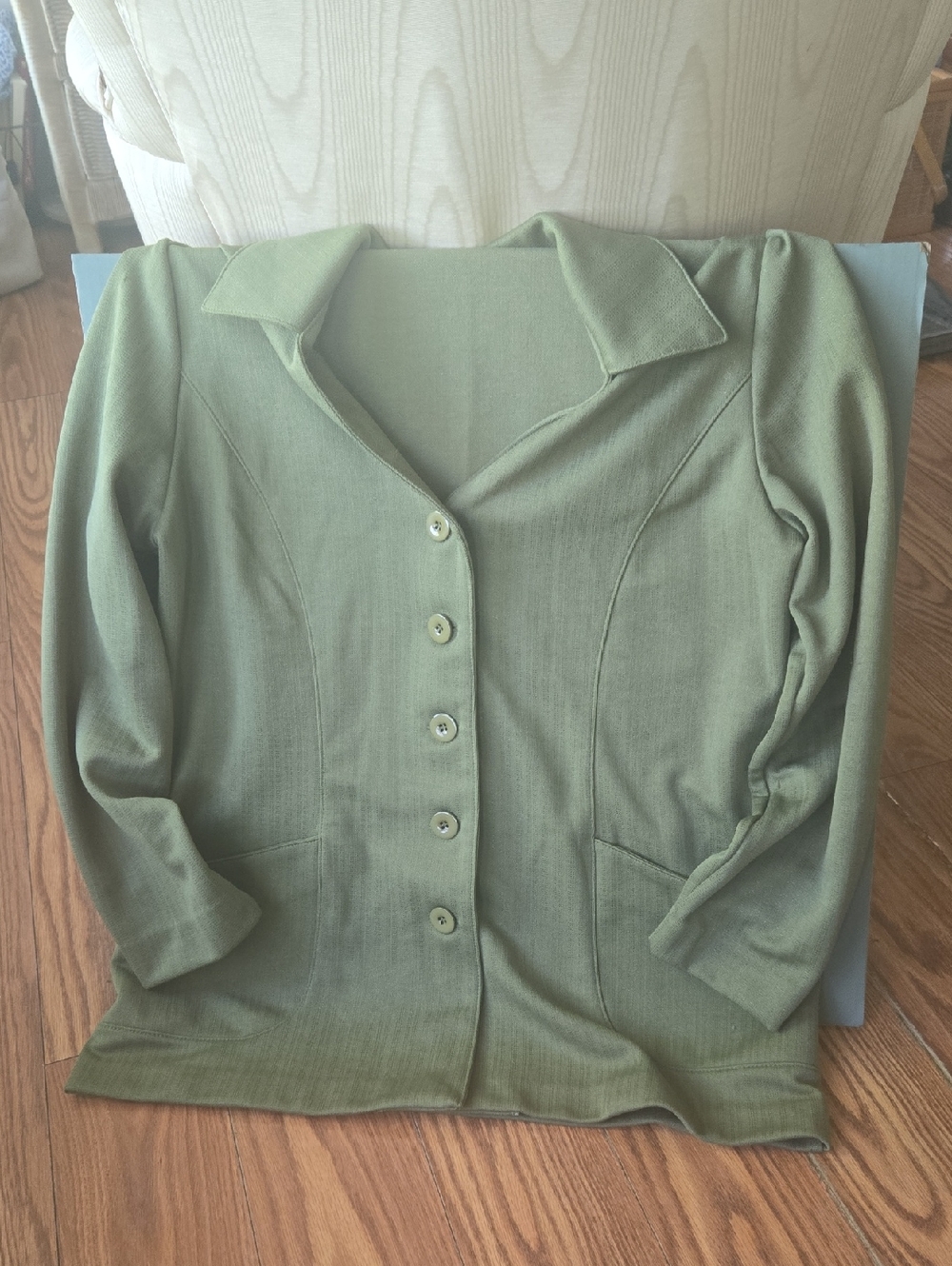 Weekenders Olive Green Button-Front Knit Jacket